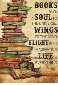 A stack of colorful books with a quote saying “Books give soul to the universe, wings to the mind, flight to the imagination, and life to everything.”
Download & Read ebook with Digital Shop Eraa.